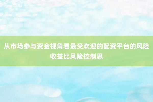 从市场参与资金视角看最受欢迎的配资平台的风险收益比风险控制思