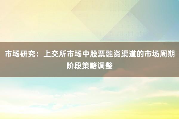 市场研究：上交所市场中股票融资渠道的市场周期阶段策略调整