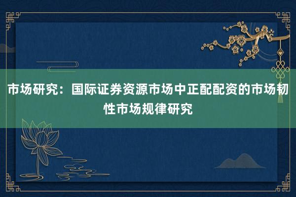 市场研究:国际证券资源市场中正配配资的市场韧性市场规律研究