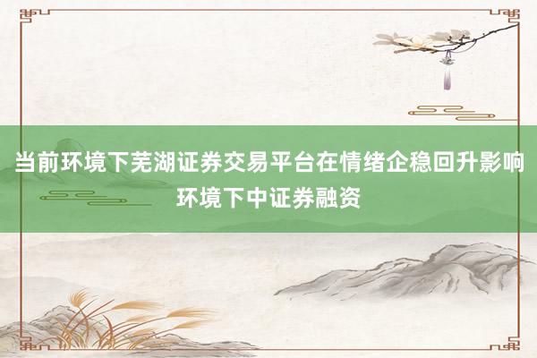 当前环境下芜湖证券交易平台在情绪企稳回升影响环境下中证券融资