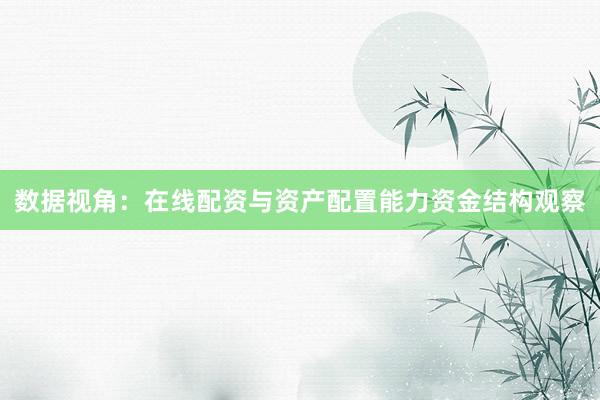 数据视角:在线配资与资产配置能力资金结构观察