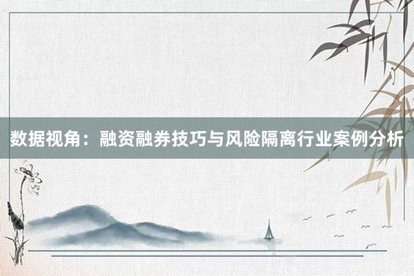 数据视角:融资融券技巧与风险隔离行业案例分析