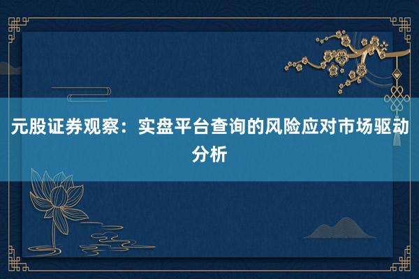 元股证券观察：实盘平台查询的风险应对市场驱动分析