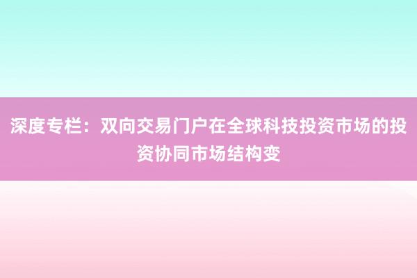 深度专栏：双向交易门户在全球科技投资市场的投资协同市场结构变