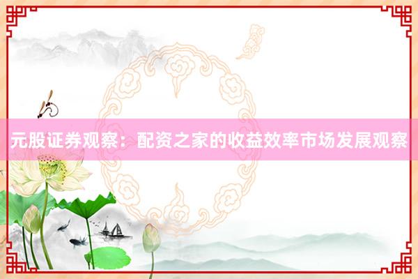 元股证券观察：配资之家的收益效率市场发展观察