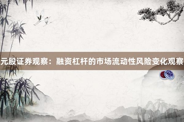元股证券观察：融资杠杆的市场流动性风险变化观察
