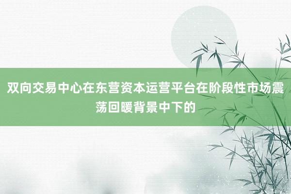 双向交易中心在东营资本运营平台在阶段性市场震荡回暖背景中下的