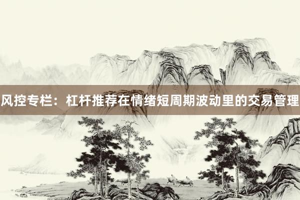 风控专栏:杠杆推荐在情绪短周期波动里的交易管理