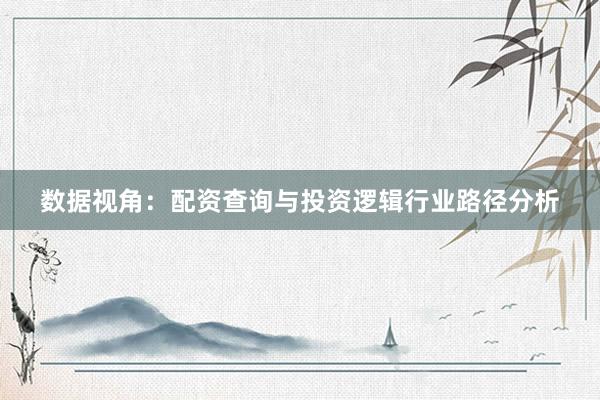 数据视角:配资查询与投资逻辑行业路径分析