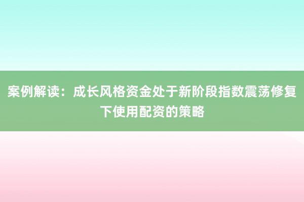 案例解读：成长风格资金处于新阶段指数震荡修复下使用配资的策略