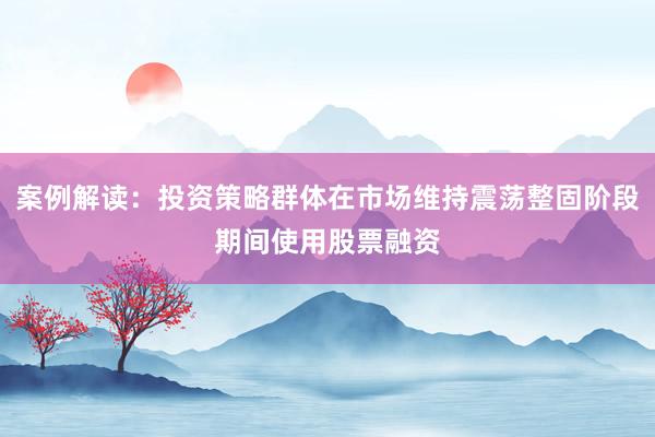 案例解读：投资策略群体在市场维持震荡整固阶段期间使用股票融资