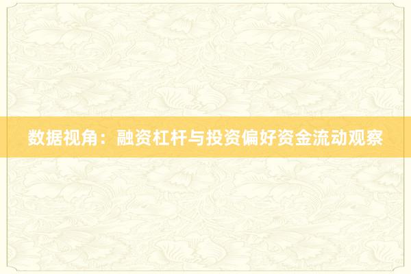 数据视角：融资杠杆与投资偏好资金流动观察