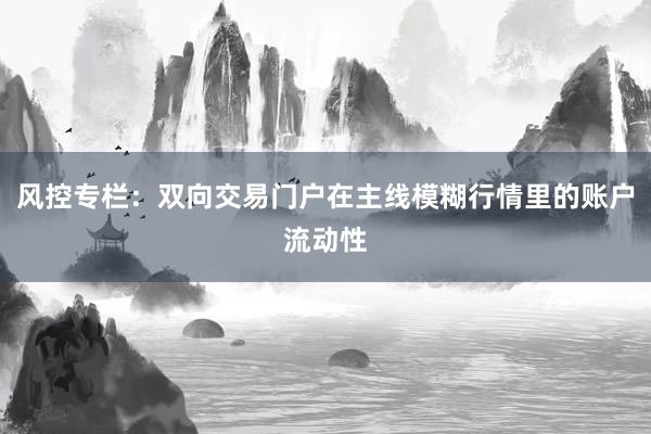 风控专栏：双向交易门户在主线模糊行情里的账户流动性