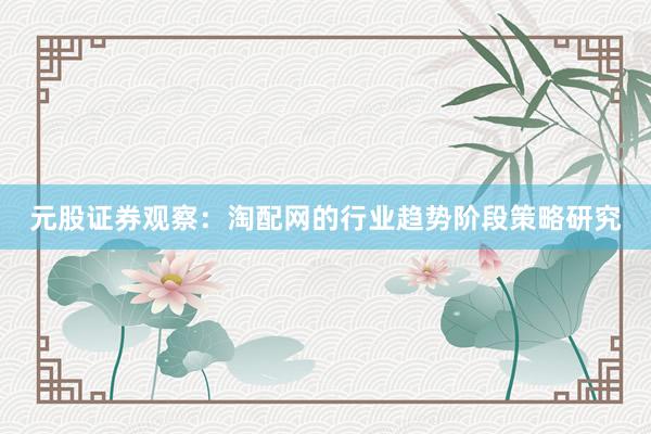 元股证券观察：淘配网的行业趋势阶段策略研究