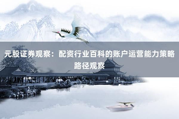 元股证券观察：配资行业百科的账户运营能力策略路径观察