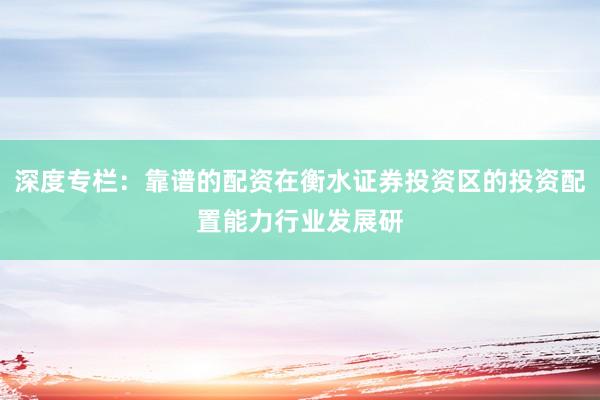 深度专栏：靠谱的配资在衡水证券投资区的投资配置能力行业发展研