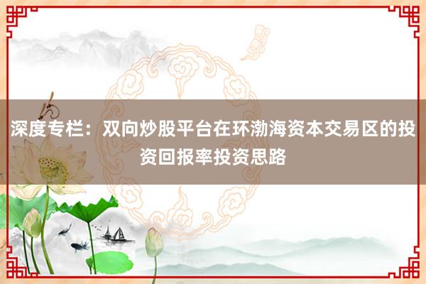 深度专栏:双向炒股平台在环渤海资本交易区的投资回报率投资思路