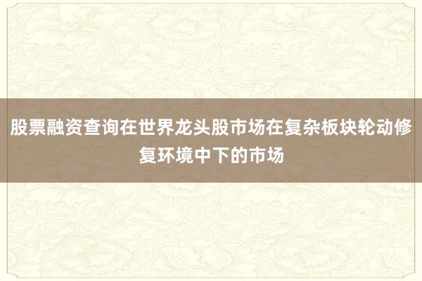 股票融资查询在世界龙头股市场在复杂板块轮动修复环境中下的市场