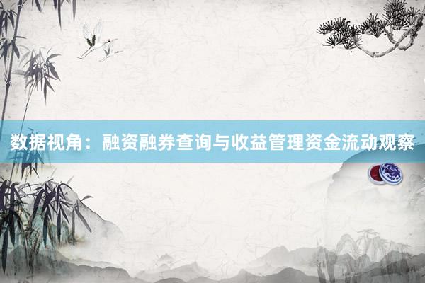 数据视角：融资融券查询与收益管理资金流动观察