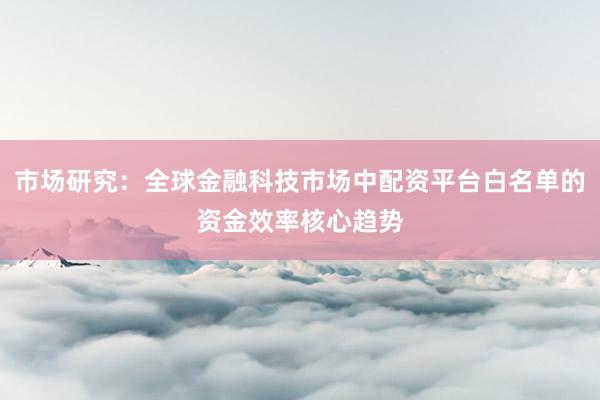 市场研究：全球金融科技市场中配资平台白名单的资金效率核心趋势