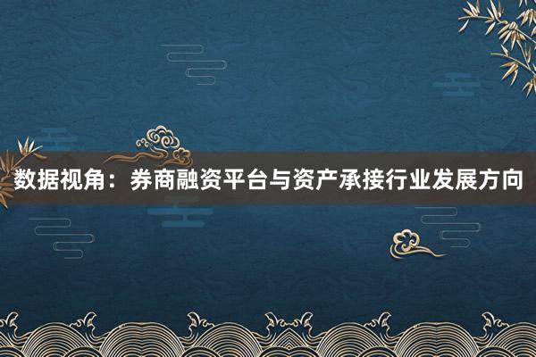 数据视角:券商融资平台与资产承接行业发展方向