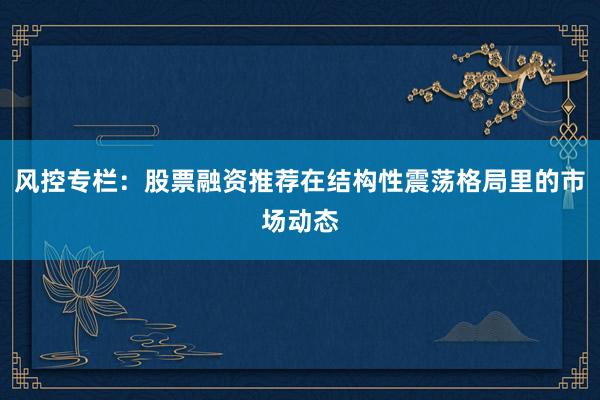 风控专栏：股票融资推荐在结构性震荡格局里的市场动态