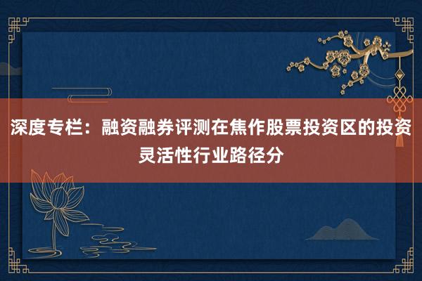 深度专栏：融资融券评测在焦作股票投资区的投资灵活性行业路径分