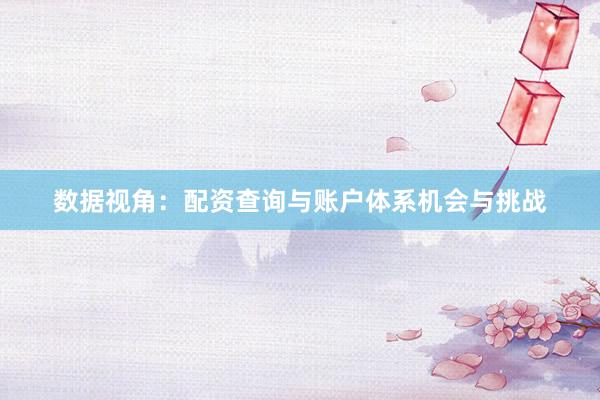 数据视角：配资查询与账户体系机会与挑战