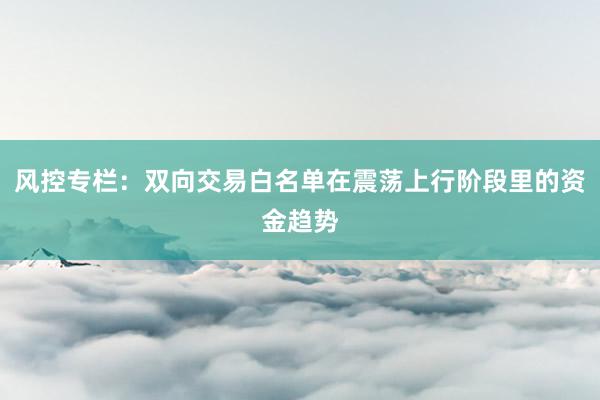 风控专栏：双向交易白名单在震荡上行阶段里的资金趋势
