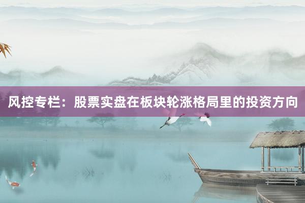 风控专栏：股票实盘在板块轮涨格局里的投资方向