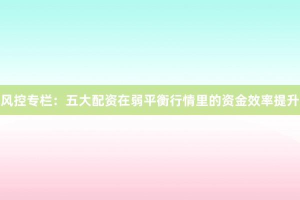 风控专栏：五大配资在弱平衡行情里的资金效率提升
