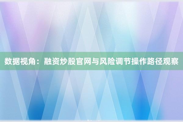 数据视角：融资炒股官网与风险调节操作路径观察