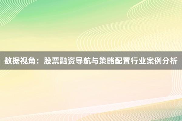 数据视角：股票融资导航与策略配置行业案例分析