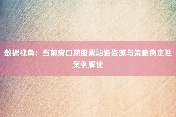 数据视角：当前窗口期股票融资资源与策略稳定性案例解读