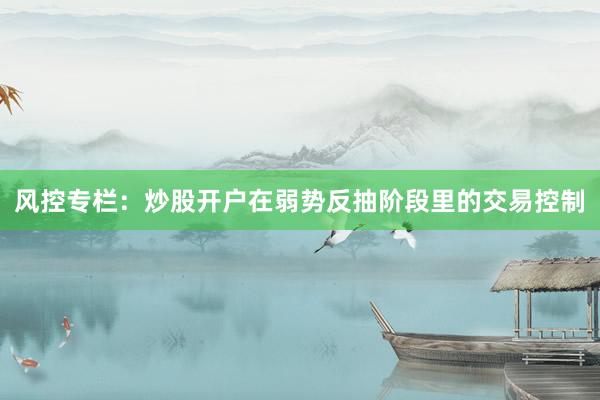 风控专栏：炒股开户在弱势反抽阶段里的交易控制