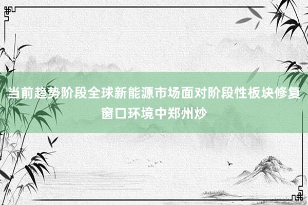 当前趋势阶段全球新能源市场面对阶段性板块修复窗口环境中郑州炒