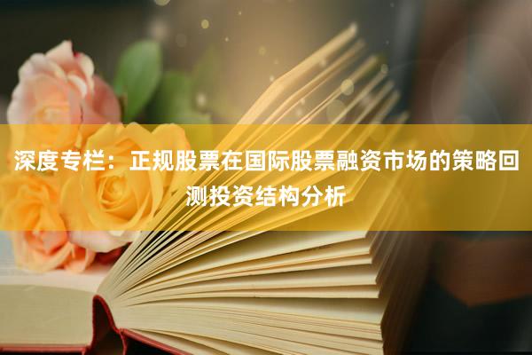 深度专栏：正规股票在国际股票融资市场的策略回测投资结构分析