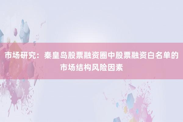 市场研究:秦皇岛股票融资圈中股票融资白名单的市场结构风险因素