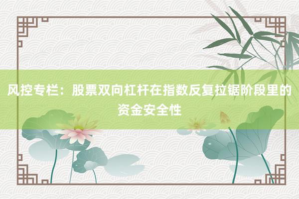 风控专栏:股票双向杠杆在指数反复拉锯阶段里的资金安全性