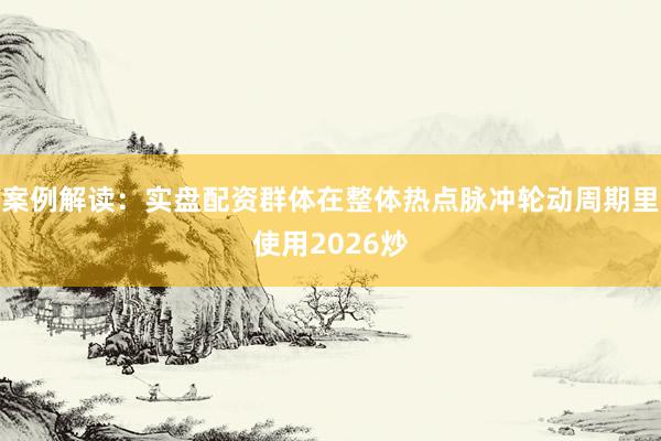 案例解读：实盘配资群体在整体热点脉冲轮动周期里使用2026炒