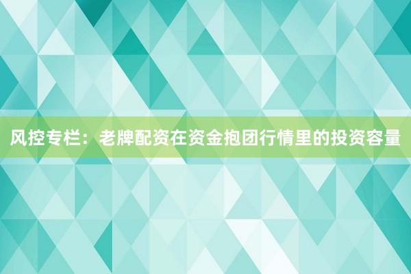 风控专栏：老牌配资在资金抱团行情里的投资容量