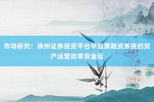 市场研究：徐州证券投资平台中股票融资系统的资产运营效率资金运