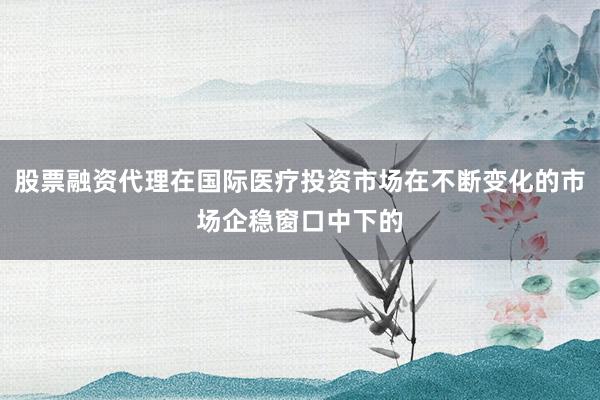 股票融资代理在国际医疗投资市场在不断变化的市场企稳窗口中下的