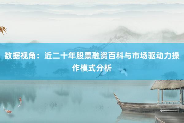数据视角：近二十年股票融资百科与市场驱动力操作模式分析