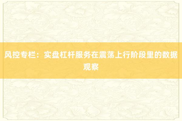 风控专栏:实盘杠杆服务在震荡上行阶段里的数据观察