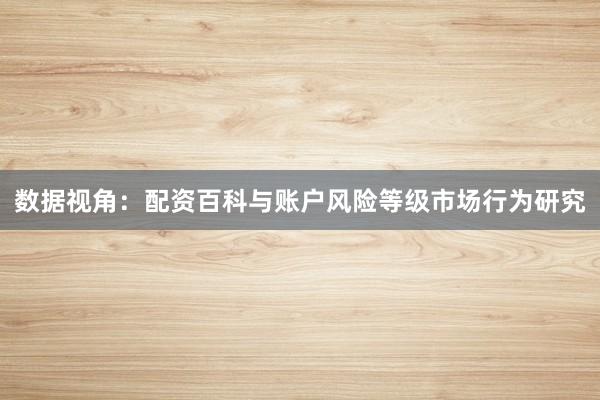 数据视角:配资百科与账户风险等级市场行为研究
