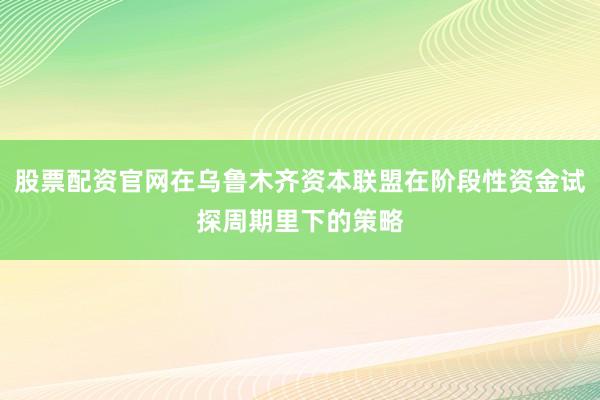 股票配资官网在乌鲁木齐资本联盟在阶段性资金试探周期里下的策略