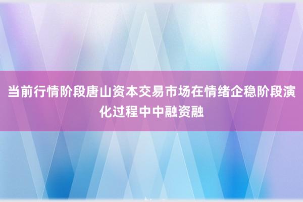 当前行情阶段唐山资本交易市场在情绪企稳阶段演化过程中中融资融