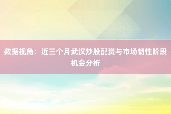 数据视角：近三个月武汉炒股配资与市场韧性阶段机会分析