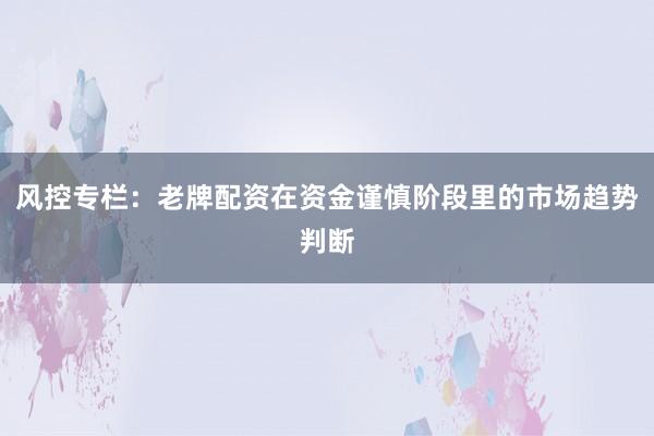 风控专栏：老牌配资在资金谨慎阶段里的市场趋势判断